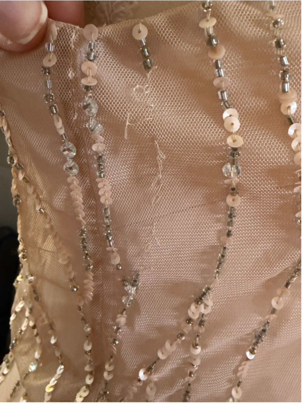 Adrianna Papell Blush Pink Silver Sequin Beaded Evening Gown Dress Size 0 - Picture 7 of 10
